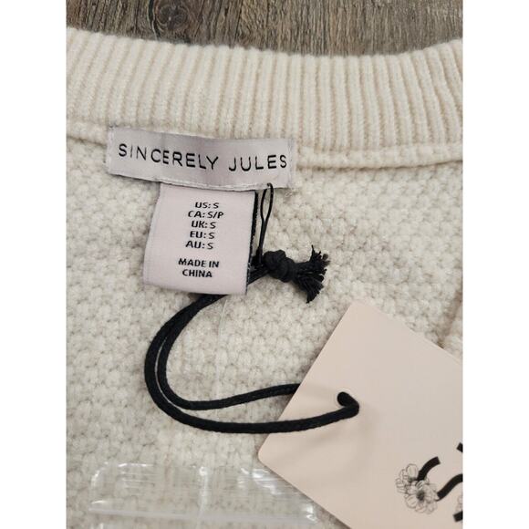 Sincerely Jules NWT Sweater Vest Ivory Cream Button Front Cable Knit Small - Picture 2 of 4